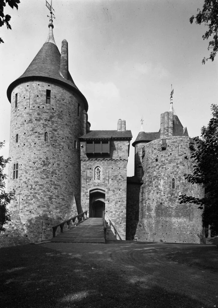 The entrance to Castell Coch photographed in 1952