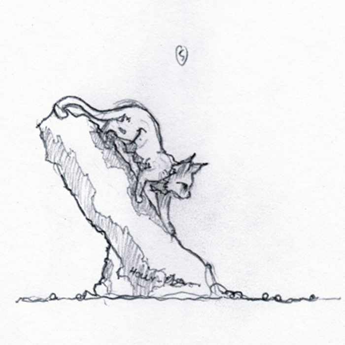 Drawing of lynx sculpture