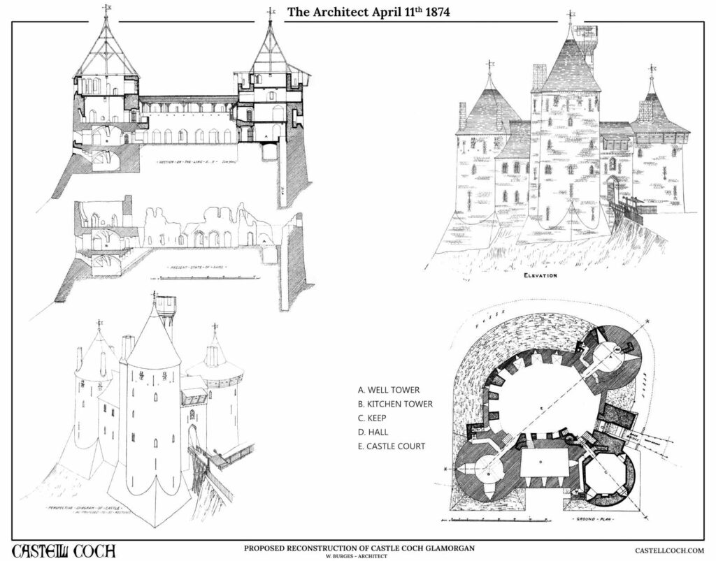 Four illustrations of Castell Coch