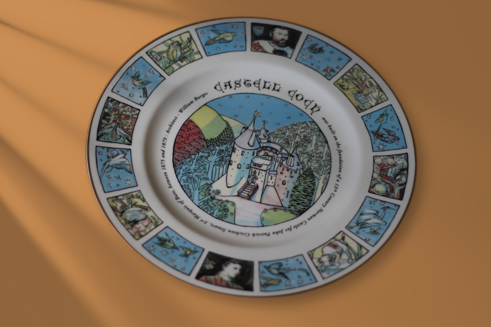Plate with illustrations of Castell Coch by Sue Shields
