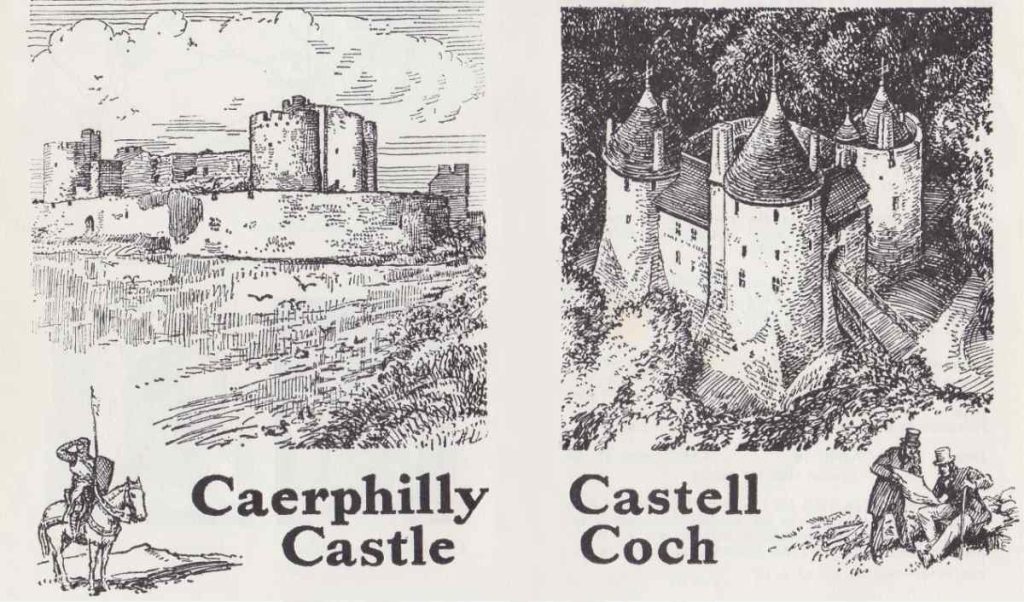 Cover of 1962 pamphlet for Castell Coch and Caerphilly Castle.