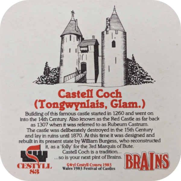 Castell Coch Cestyll 83 Brains beer mat