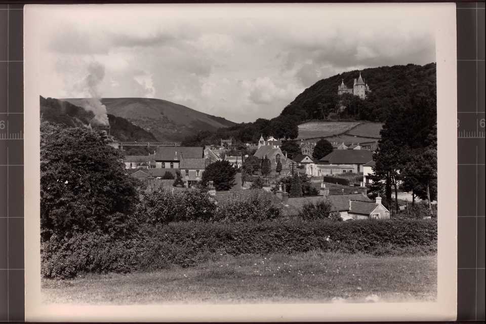 Photo of Castell Coch, Walnut Tree Viaduct and Tongwynlais from the James Valentine Photographic Collection