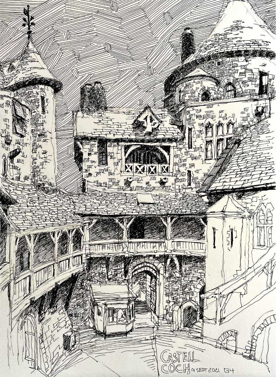 Illustration of Castell Coch by Gary Yeung
